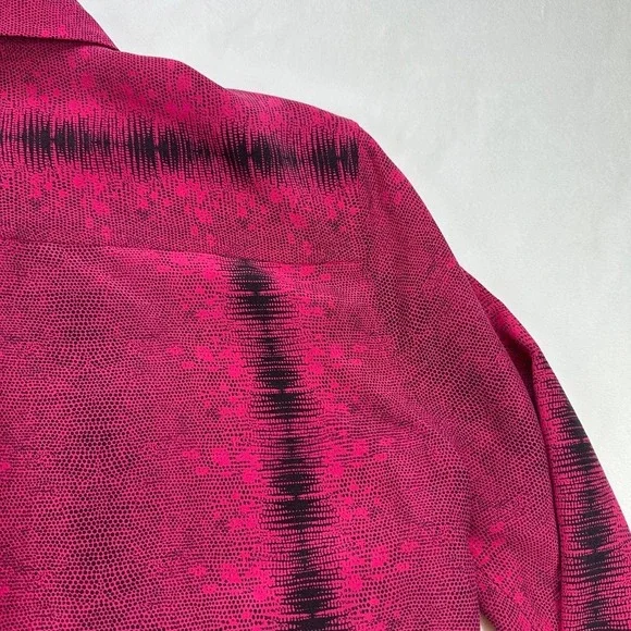 EQUIPMENT Femme Pink Black Snake Print Silk Button Up Shirt Size XS Long Sleeves - Picture 15 of 16